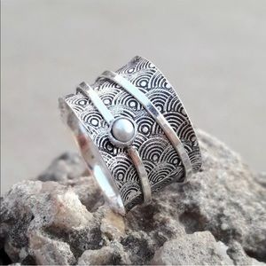 🆕 Ring Spinner Meditation Pearl Sterling Silver